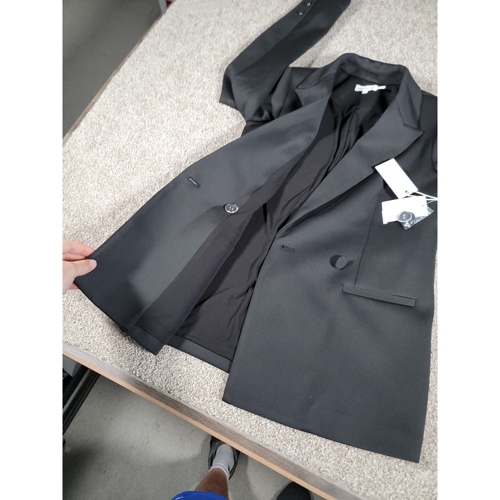 NWT Good American Scuba Blazer Jacket Black Size 1 Womens Collared Long Sleeve - Picture 7 of 16